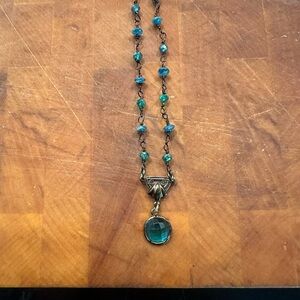 Teal and black chain necklace
